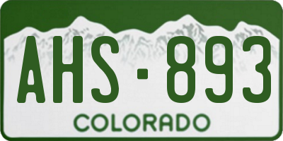 CO license plate AHS893