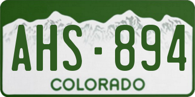 CO license plate AHS894