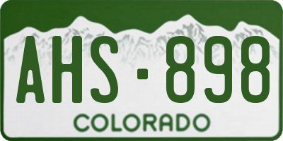 CO license plate AHS898