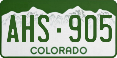 CO license plate AHS905