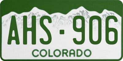 CO license plate AHS906