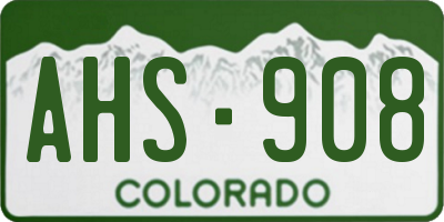 CO license plate AHS908