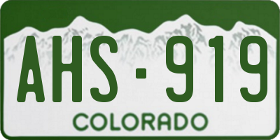 CO license plate AHS919