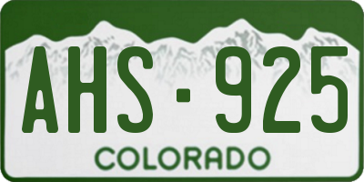 CO license plate AHS925