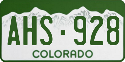 CO license plate AHS928