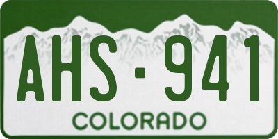 CO license plate AHS941