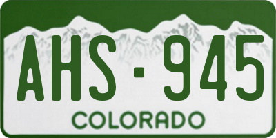 CO license plate AHS945
