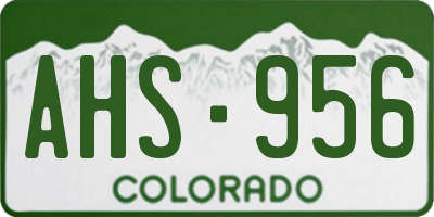 CO license plate AHS956