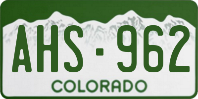 CO license plate AHS962