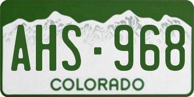 CO license plate AHS968