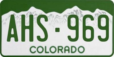 CO license plate AHS969