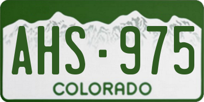 CO license plate AHS975