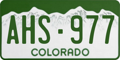 CO license plate AHS977