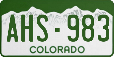 CO license plate AHS983