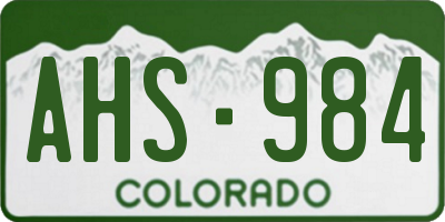CO license plate AHS984