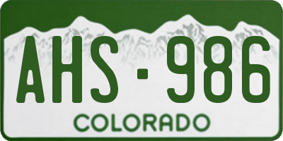 CO license plate AHS986