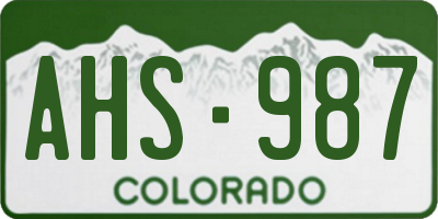 CO license plate AHS987
