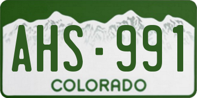 CO license plate AHS991