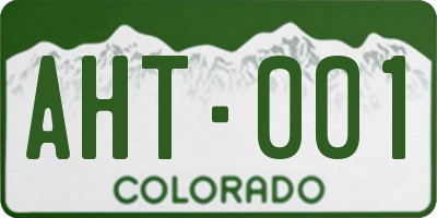 CO license plate AHT001