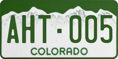 CO license plate AHT005