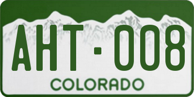 CO license plate AHT008