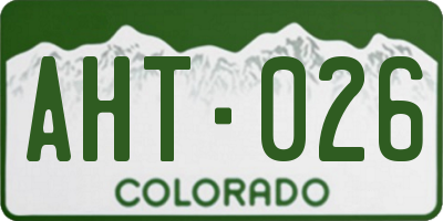 CO license plate AHT026