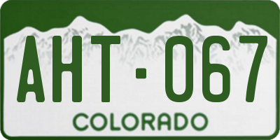 CO license plate AHT067