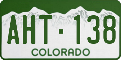 CO license plate AHT138