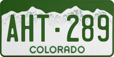 CO license plate AHT289