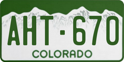 CO license plate AHT670