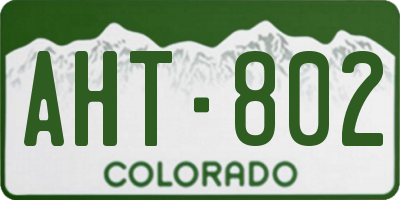 CO license plate AHT802