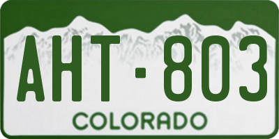 CO license plate AHT803