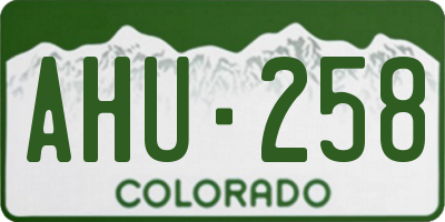 CO license plate AHU258