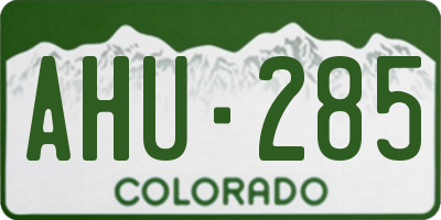 CO license plate AHU285