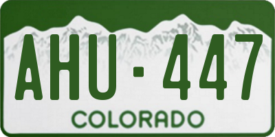 CO license plate AHU447