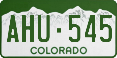 CO license plate AHU545