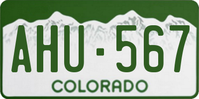 CO license plate AHU567