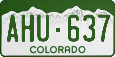 CO license plate AHU637