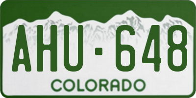 CO license plate AHU648