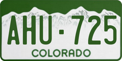 CO license plate AHU725