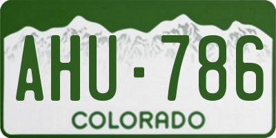 CO license plate AHU786