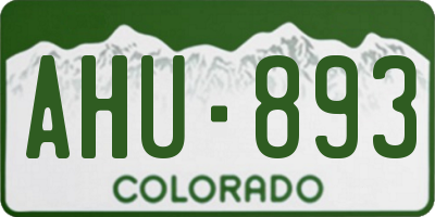 CO license plate AHU893