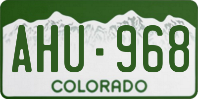 CO license plate AHU968