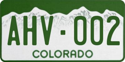 CO license plate AHV002