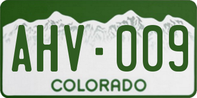 CO license plate AHV009
