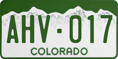 CO license plate AHV017