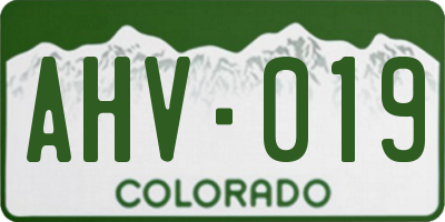 CO license plate AHV019