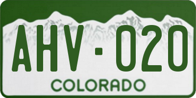 CO license plate AHV020