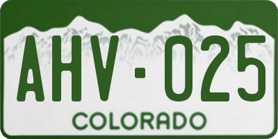 CO license plate AHV025