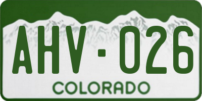 CO license plate AHV026
